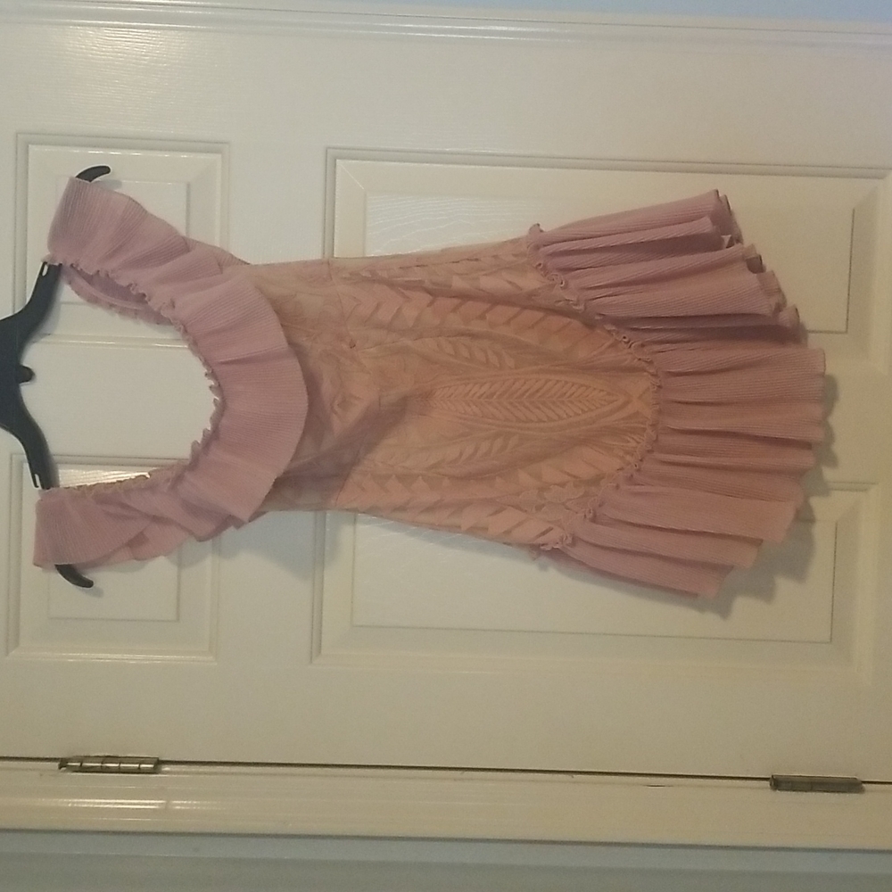 Pink Lace Off-Shoulder Dress